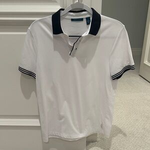 Men’s Perry Ellis Classic White Polo with Black Accents - Small Shirt Sz. S